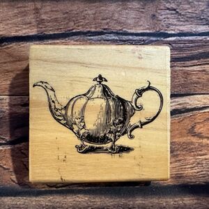 Ornate Teapot Rubber Stamp Mounted Antique Crafting Scrapbooking Greeting Cards